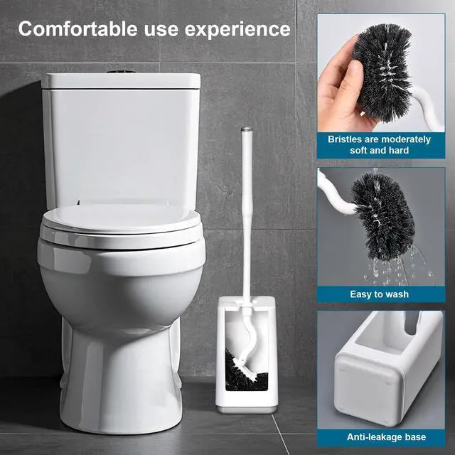 Alt view image 5 of 7 - Toilet Bowl Brush and Holder Sturdy Plastic Long Handled Toilet Brushes for Bathroom with Ventilated Base Easy to Assemble for Deep Cleaning (White 1)