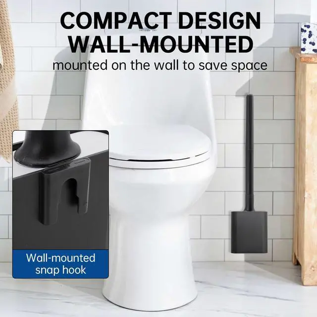 Alt view image 3 of 7 - RV Essentials, RV Toilet Brush, Toilet Brush Silicone Won't Damage Toilets, Wall Mounted Toilet Brush Black-Anti-Roll, Anti-Drip Design, Suitable for RV Travel Trailers and Campers
