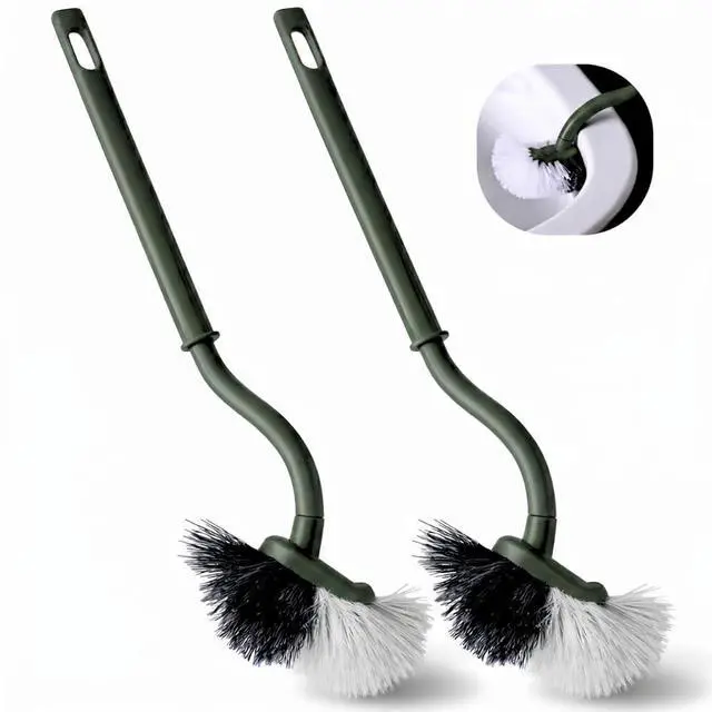 Main image of 2 Pack Curved Toilet Bowl Brushes Durable UnderRim Bathroom Cleaning Tools for Deep Toilet Scrubbing, Household Sanitary Brushes Without Holder