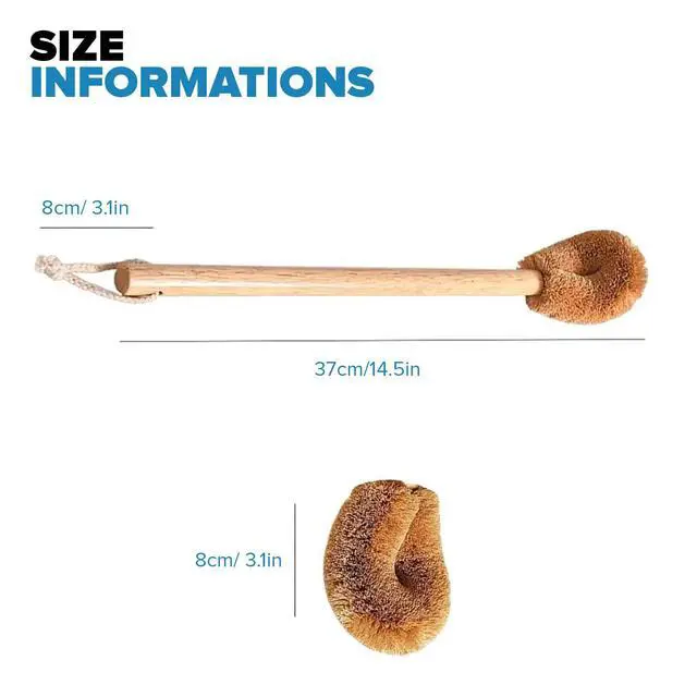 Alt view image 3 of 7 - Naturals Toilet Bowl Brush - Natural Coconut Fiber Golf Head & Long Wooden Handle for Effective Cleaning for Bathroom Toilet - Eco-Friendly & Durable - 2 Pack Brushes with 2 Wall Hooks
