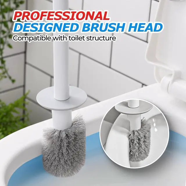 Alt view image 5 of 7 - Disposable Toilet Brush&Toilet Bowl Brush and Holder Set - Toilet Scrubber Brush,Toilet Bowl Cleaners,Household Essentials,Cleaning Supplies,White