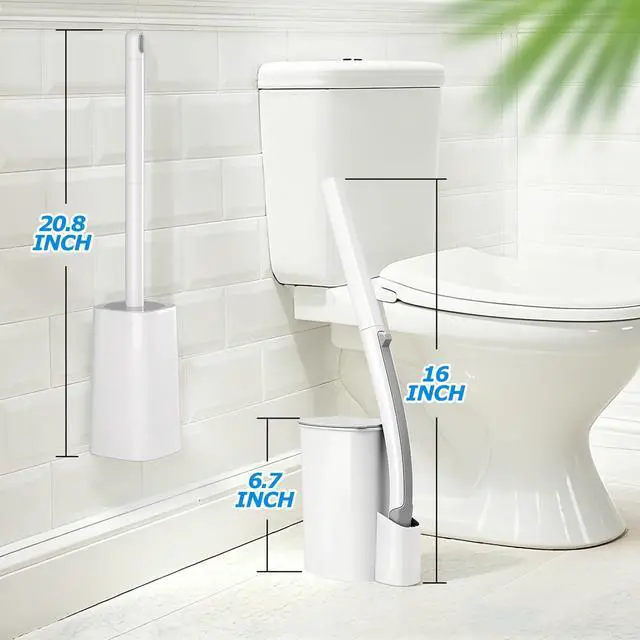 Alt view image 7 of 7 - Disposable Toilet Brush&Toilet Bowl Brush and Holder Set - Toilet Scrubber Brush,Toilet Bowl Cleaners,Household Essentials,Cleaning Supplies,White