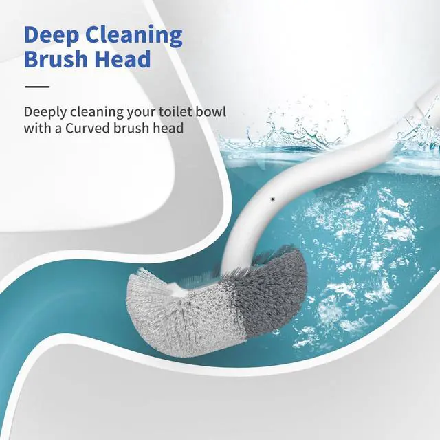 Alt view image 2 of 7 - Bathroom Toilet Bowl Brush and Holder, Curved Design Dismount Toilet Brush for Deep Cleaning Under Rim, Best Toilet Brush Set, CompactToilet BowlCleaner Brush for Bathroom, 1 Pack