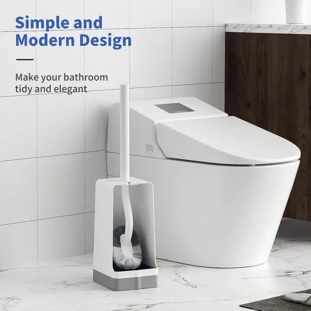 Alt view image 6 of 7 - Bathroom Toilet Bowl Brush and Holder, Curved Design Dismount Toilet Brush for Deep Cleaning Under Rim, Best Toilet Brush Set, CompactToilet BowlCleaner Brush for Bathroom, 1 Pack