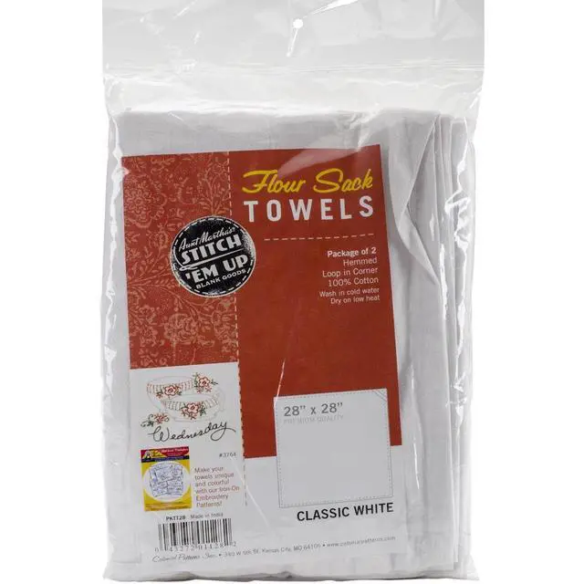 Alt view image 2 of 2 - White Flour Sack Dish Towels, Size 28-Inch by 28-Inch, 2 Per Pack