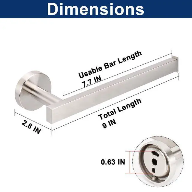 Alt view image 3 of 7 - Square Hand Towel Holder/Towel Ring, Premium SUS304 Stainless Steel Hand Towel Bar Rustproof Wall Mounted Towel Rack for Bathroom/Kitchen, Contemporary Style Bath Accessory (Brushed Nickel)