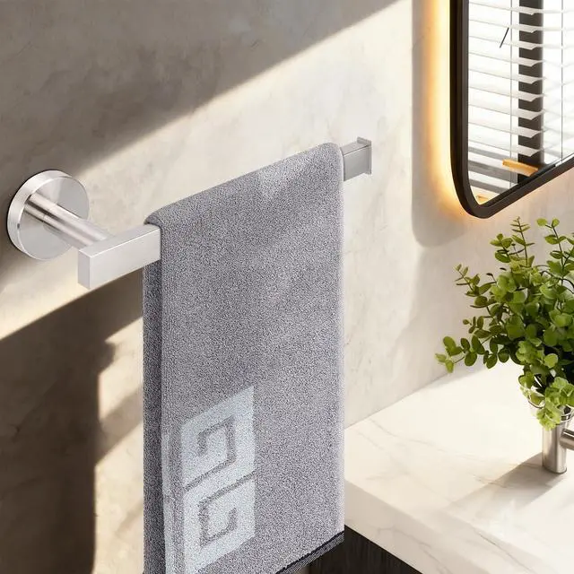 Alt view image 7 of 7 - Square Hand Towel Holder/Towel Ring, Premium SUS304 Stainless Steel Hand Towel Bar Rustproof Wall Mounted Towel Rack for Bathroom/Kitchen, Contemporary Style Bath Accessory (Brushed Nickel)