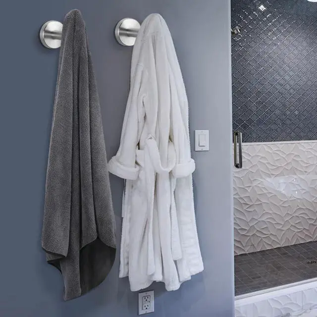 Alt view image 2 of 7 - Bath Towel Hooks- SUS 304 Stainless Steel Robe Hook Holder, Heavy Duty Coat Hook for Bathroom Livingroom Hotel Kitchen Garage, Wall Mounted (Brushed Nickel, 3 Pack)