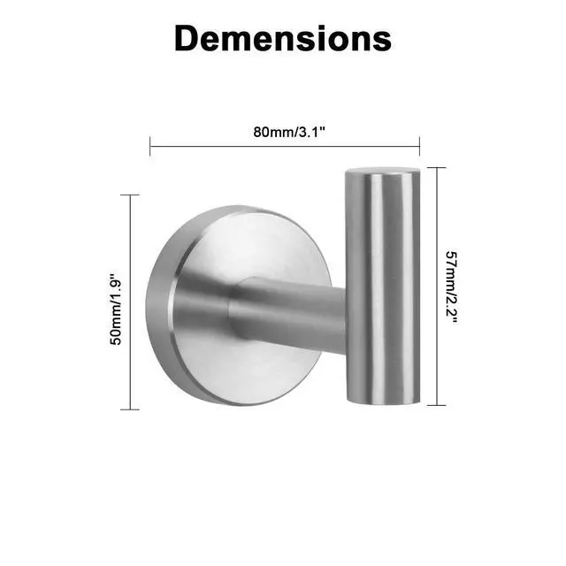 Alt view image 5 of 7 - Bath Towel Hooks- SUS 304 Stainless Steel Robe Hook Holder, Heavy Duty Coat Hook for Bathroom Livingroom Hotel Kitchen Garage, Wall Mounted (Brushed Nickel, 3 Pack)