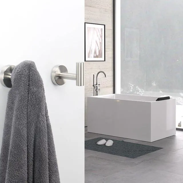 Alt view image 7 of 7 - Bath Towel Hooks- SUS 304 Stainless Steel Robe Hook Holder, Heavy Duty Coat Hook for Bathroom Livingroom Hotel Kitchen Garage, Wall Mounted (Brushed Nickel, 3 Pack)