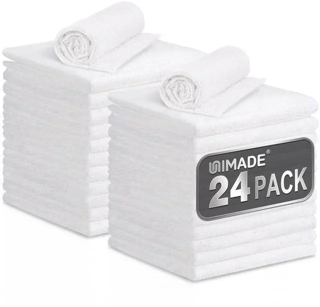 Main image of Microfiber Cleaning Cloth, 24 Pack Reusable Microfiber Towels | for Cars Lint Free Cleaning Shop Towel Rags for Home Kitchen Automotive Bar Mechanic Restaurant Garage, 11"x 12", White