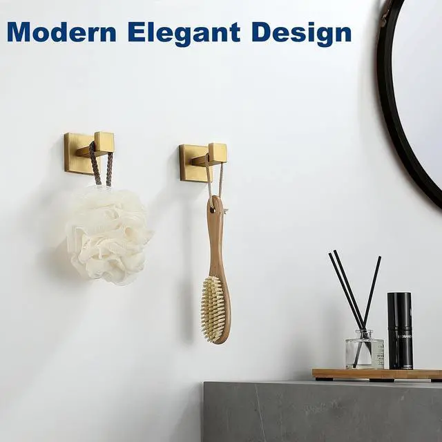 Alt view image 4 of 7 - Towel Hooks for Bathrooms, Brushed Gold Towel Hook for Kitchen Bathroom, SUS304 Stainless Steel Coat Hook, Heavy Duty Towels Holder Hooks for Hanging1 Pack