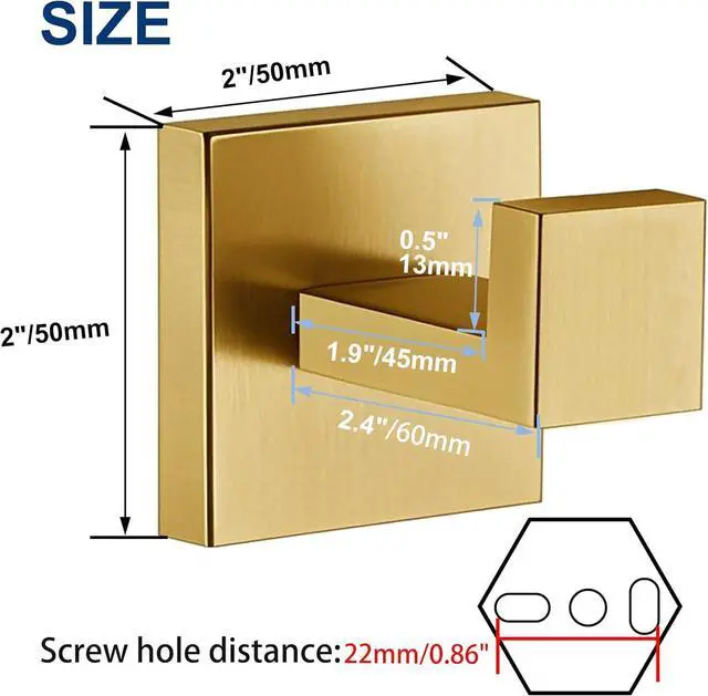 Alt view image 3 of 7 - Towel Hooks for Bathrooms, Brushed Gold Towel Hook for Kitchen Bathroom, SUS304 Stainless Steel Coat Hook, Heavy Duty Towels Holder Hooks for Hanging1 Pack