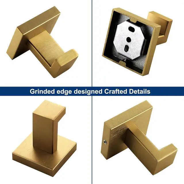 Alt view image 7 of 7 - Towel Hooks for Bathrooms, Brushed Gold Towel Hook for Kitchen Bathroom, SUS304 Stainless Steel Coat Hook, Heavy Duty Towels Holder Hooks for Hanging1 Pack