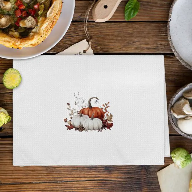 Alt view image 3 of 7 - Fall Autumn Pumpkin Kitchen Towels and Dishcloths Sets of 2, Fall Floral Decor Hand Dish Tea Towels for Bathroom Kitchen, Rustic Harvest Decor, Fall is Proof That Change is Beautiful, 16x24In