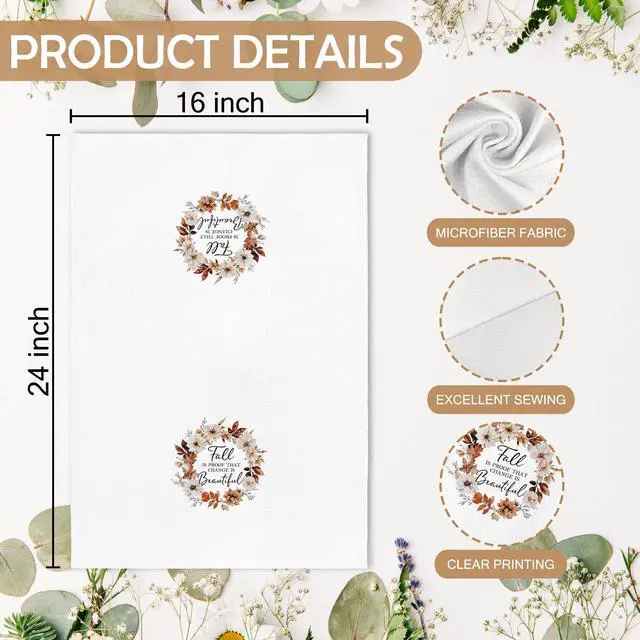 Alt view image 7 of 7 - Fall Autumn Pumpkin Kitchen Towels and Dishcloths Sets of 2, Fall Floral Decor Hand Dish Tea Towels for Bathroom Kitchen, Rustic Harvest Decor, Fall is Proof That Change is Beautiful, 16x24In
