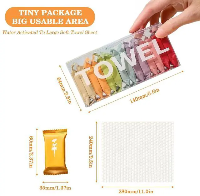 Alt view image 3 of 4 - 14PCS Disposable Compressed Towels - 100% Cotton Disposable Towels, Super Absorbent & Quick-Drying Compressed Towels for Travel, Camping, Daily Use