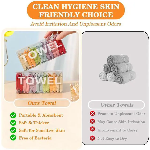 Alt view image 2 of 4 - 14PCS Disposable Compressed Towels - 100% Cotton Disposable Towels, Super Absorbent & Quick-Drying Compressed Towels for Travel, Camping, Daily Use