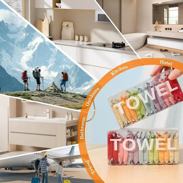 Alt view image 4 of 4 - 14PCS Disposable Compressed Towels - 100% Cotton Disposable Towels, Super Absorbent & Quick-Drying Compressed Towels for Travel, Camping, Daily Use