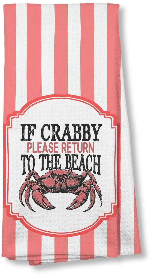 Main image of Coastal Beach Crab Pink Porcelain Kitchen Towels 16x24 Inch, Beach Lover Gifts Dish Tea Towels for Kitchen Decor, Trendy Coastal Decorative Hand Towel for Bathroom