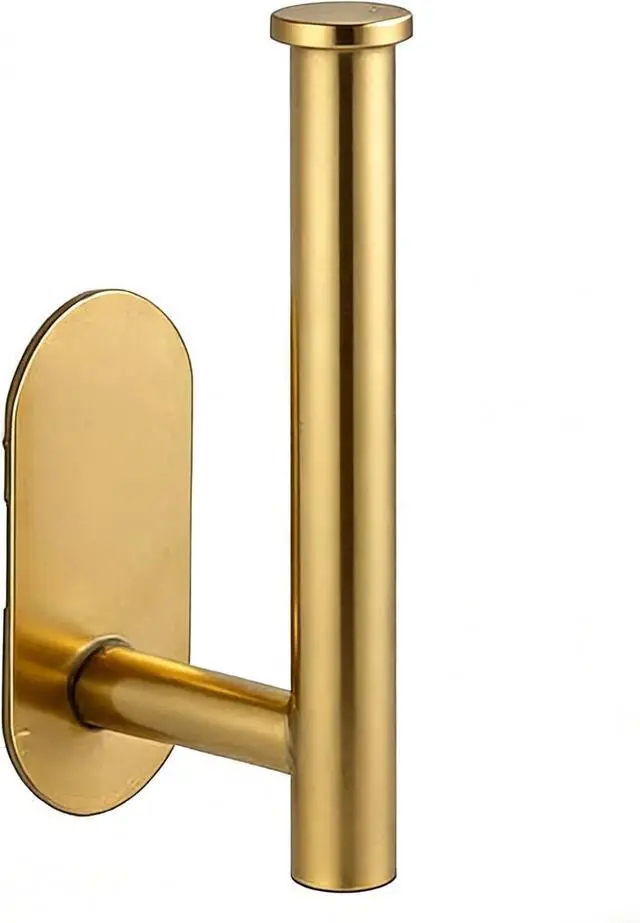 Alt view image 2 of 5 - 1pcs Stainless Steel Paper Towel Holder Toilet Under Cabinet, Available in Adhesive and Screw, Modern Space-Saving Design, Gold