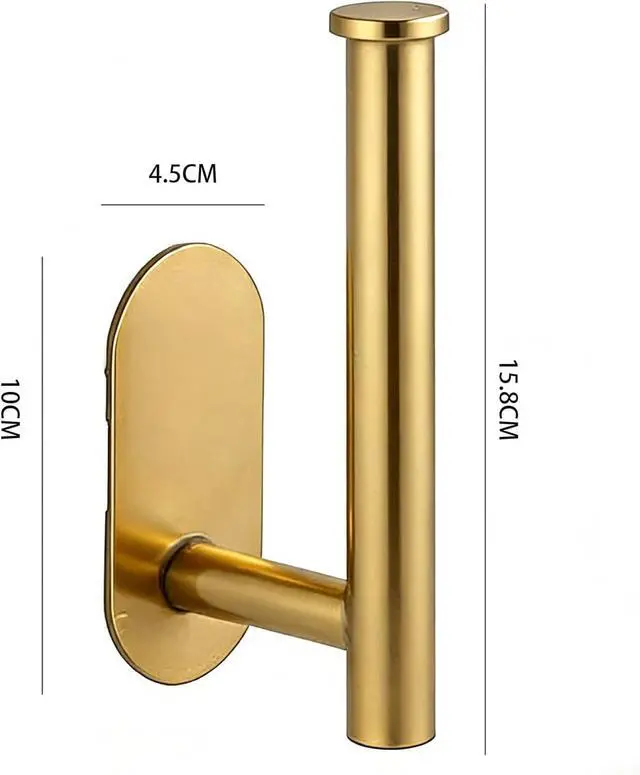 Alt view image 3 of 5 - 1pcs Stainless Steel Paper Towel Holder Toilet Under Cabinet, Available in Adhesive and Screw, Modern Space-Saving Design, Gold