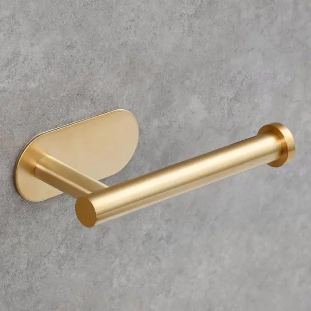 Alt view image 5 of 5 - 1pcs Stainless Steel Paper Towel Holder Toilet Under Cabinet, Available in Adhesive and Screw, Modern Space-Saving Design, Gold