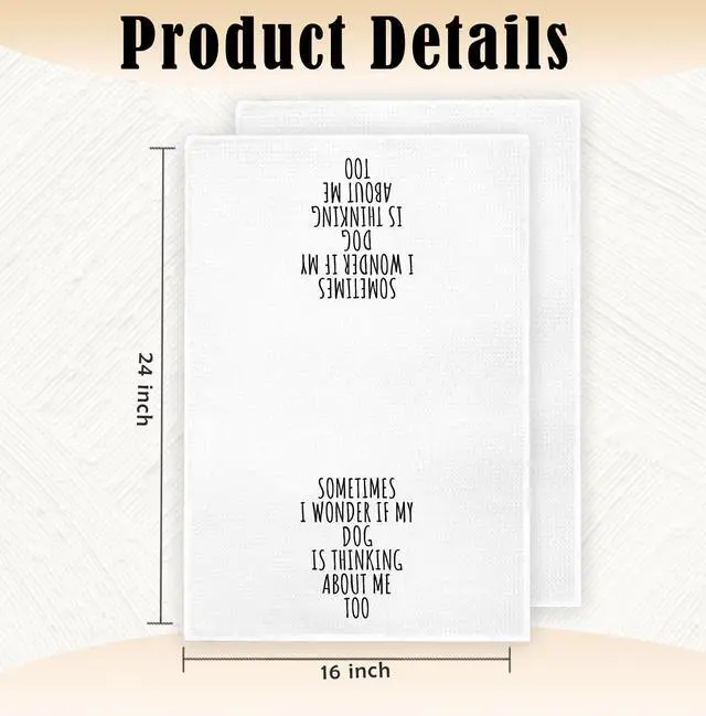 Alt view image 7 of 7 - Funny Kitchen Towel Dish Towels for Kitchen Decor 16x24 Inch, Sometimes I Wonder If My Dog is Thinking About Me Too Hand Towel,Funny Gifts for Women Friends Housewarming Neighbor Gifts