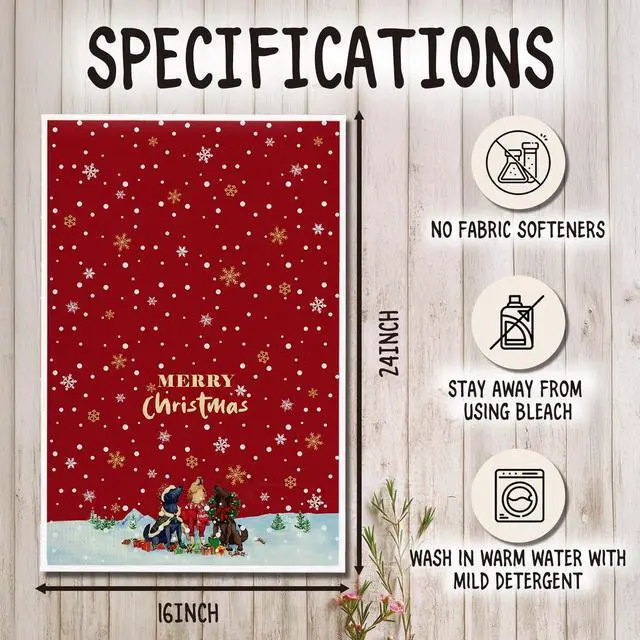 Alt view image 6 of 6 - Christmas Labrador Retriever Kitchen Towels, Gifts for Labrador Dog Lovers Dish Tea Towels, Winter Christmas Lab Dog Decorative Hand Towel for Kitchen Bathroom, 16x24 Inch