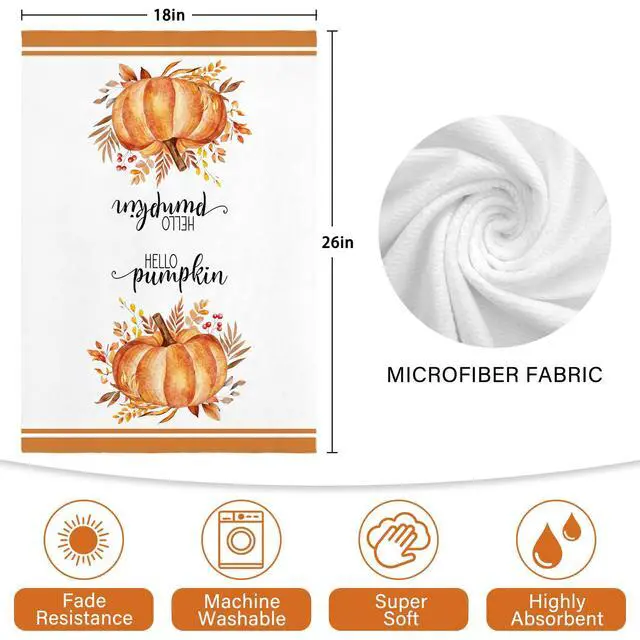 Alt view image 2 of 7 - Fall Dish Towels Thanksgiving Kitchen Towels and Dishcloths Sets Pumpkin Bathroom Hand Towels Farmhouse Tea Towel Orange Dish Rags for Washing Dishes Counter Bar Holiday Home Decorative Hostess Gifts