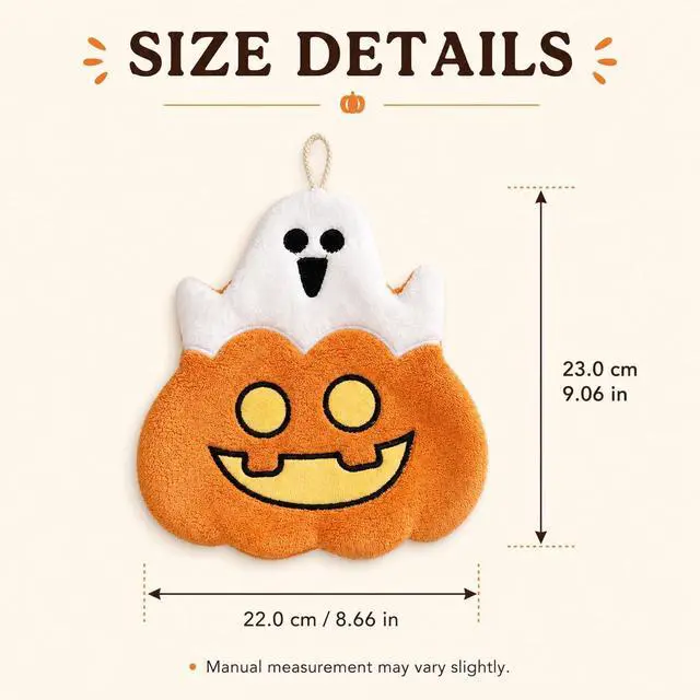 Alt view image 3 of 7 - Halloween Hand Towel, Hanging Pumpkin Coral Fleece Kitchen Towel for Bath (Ghost Pumpkin)