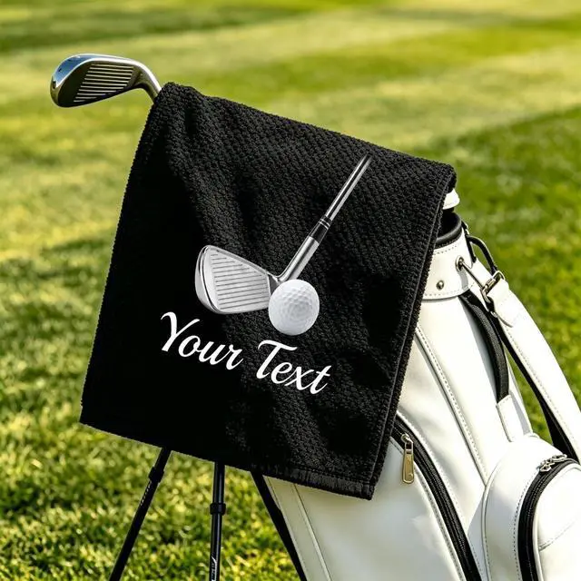 Alt view image 2 of 7 - Custom Golf Towel with Carabiner Clip, Golf Accessories for Men & Women, Add Name with Custom Fonts, Personalized Golf Club Cleaning Towel, Ideal Golf Gift for Father's Day, Dad, Golfers