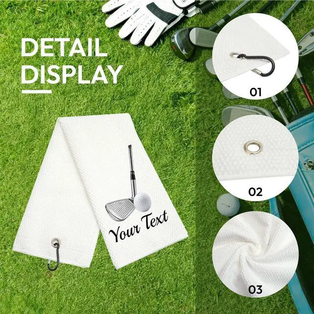 Alt view image 5 of 7 - Custom Golf Towel with Carabiner Clip, Golf Accessories for Men & Women, Add Name with Custom Fonts, Personalized Golf Club Cleaning Towel, Ideal Golf Gift for Father's Day, Dad, Golfers