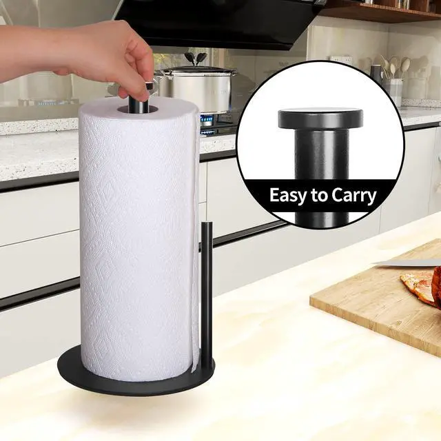 Alt view image 4 of 7 - Paper Towel Holder Countertop, Black Kitchen Paper Towel Holder Stand for Kitchen and Bathroom Organization, Stainless Steel Paper Towel Holders for Standard and Large Rolls (Matte Black)