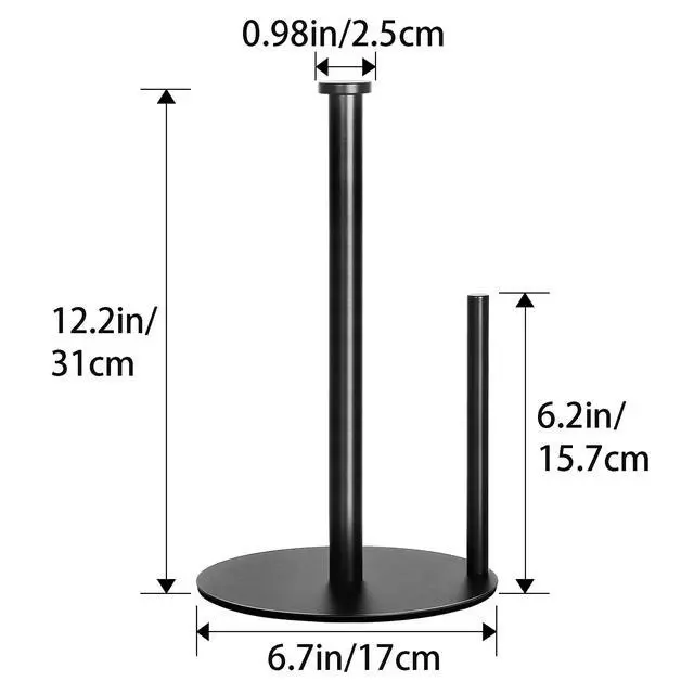 Alt view image 7 of 7 - Paper Towel Holder Countertop, Black Kitchen Paper Towel Holder Stand for Kitchen and Bathroom Organization, Stainless Steel Paper Towel Holders for Standard and Large Rolls (Matte Black)