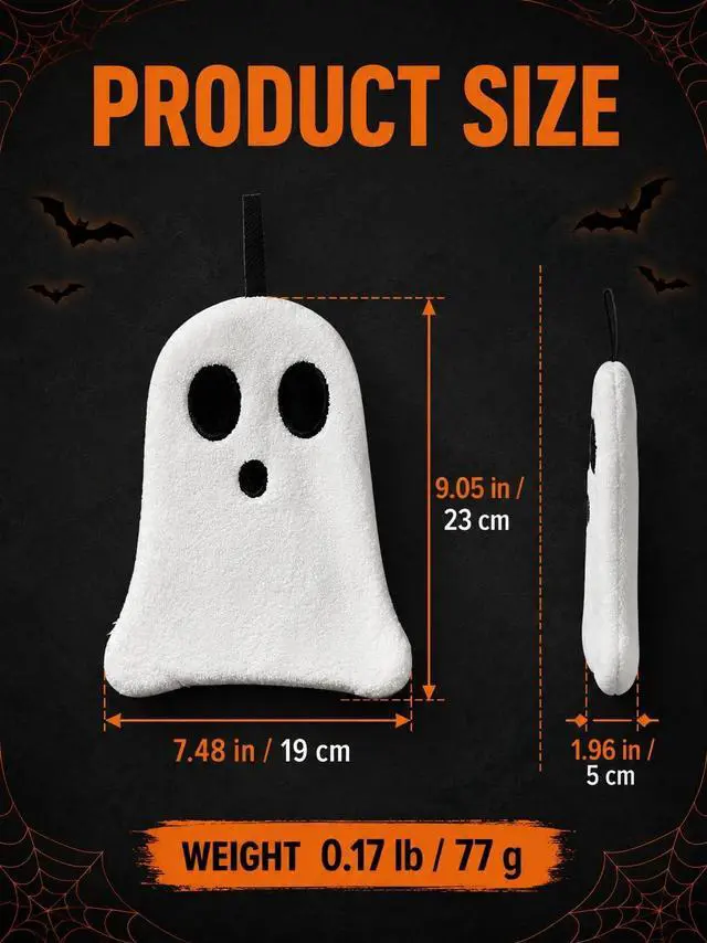 Alt view image 2 of 5 - 1 Pack Halloween Ghost Towel, Plush Hanging Hand Towel, Spooky Decorative Towel for Kitchen Bathroom Home Decor