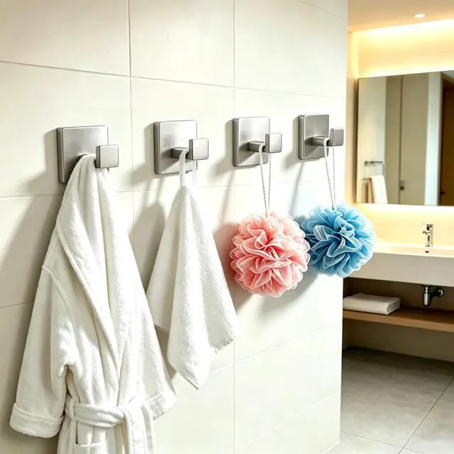 Alt view image 4 of 7 - 2 Piece Towel Hook - Bathroom Coat Hook - Brushed Nickel | Wall Mounted Towel Hooks for Bathroom, Stainless Steel Towel Holder, Heavy Duty Towel Holder for Kitchen
