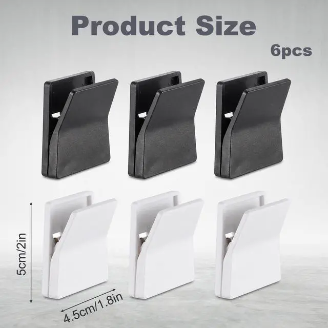 Alt view image 2 of 7 - 6Pcs Large Self Adhesive Clips No Drilling Towel Holder | Plastic Wall Photo Poster Clips, Wall Tapestry Clips, Adjustable Spring Flag Hanger for Office Home Hotel Black White