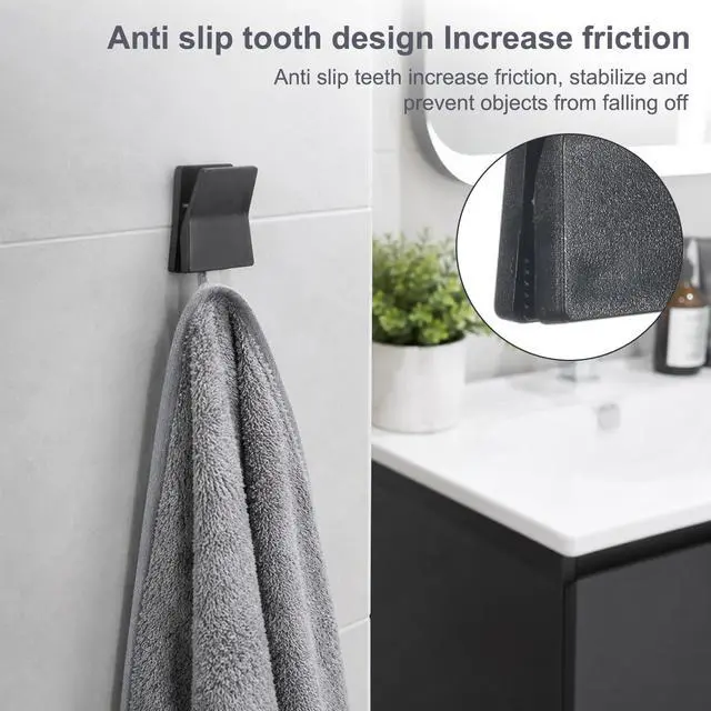 Alt view image 4 of 7 - 6Pcs Large Self Adhesive Clips No Drilling Towel Holder | Plastic Wall Photo Poster Clips, Wall Tapestry Clips, Adjustable Spring Flag Hanger for Office Home Hotel Black White
