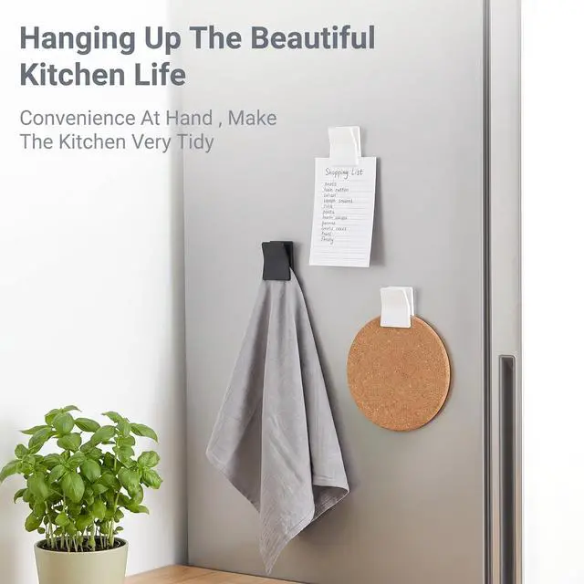 Alt view image 7 of 7 - 6Pcs Large Self Adhesive Clips No Drilling Towel Holder | Plastic Wall Photo Poster Clips, Wall Tapestry Clips, Adjustable Spring Flag Hanger for Office Home Hotel Black White