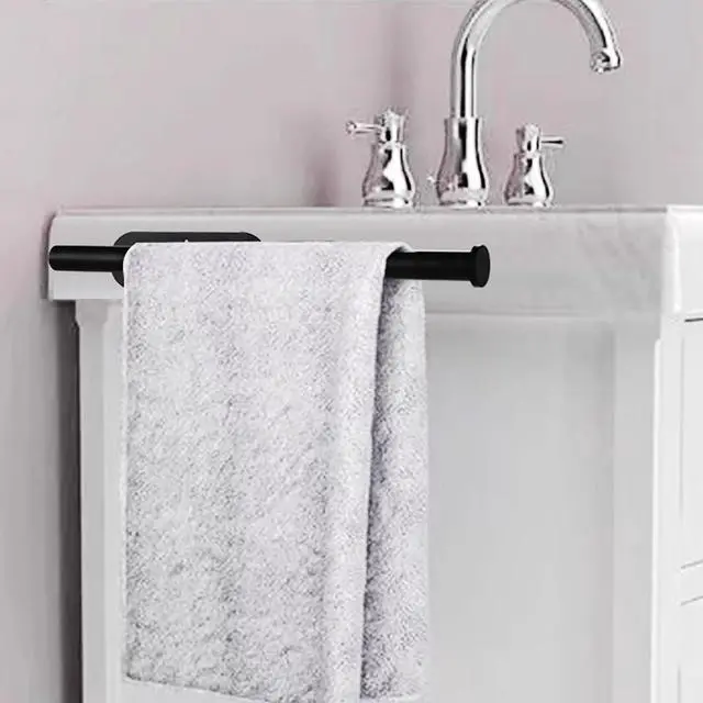 Alt view image 5 of 6 - Paper Towel Holder, Cabinet Paper Towel Holder Under Cabinet Wall Mount, Stainless Steel Self-Adhesive Hanging Paper Towel Holder, Suitable for Kitchens, Living Rooms or Office Spaces(Black, 1PC)