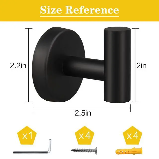 Alt view image 6 of 7 - 2 Pack Brushed Golden Towel Hooks, SUS304 Stainless Steel Bathroom Hooks | for Bedroom Kitchen Hotel Office