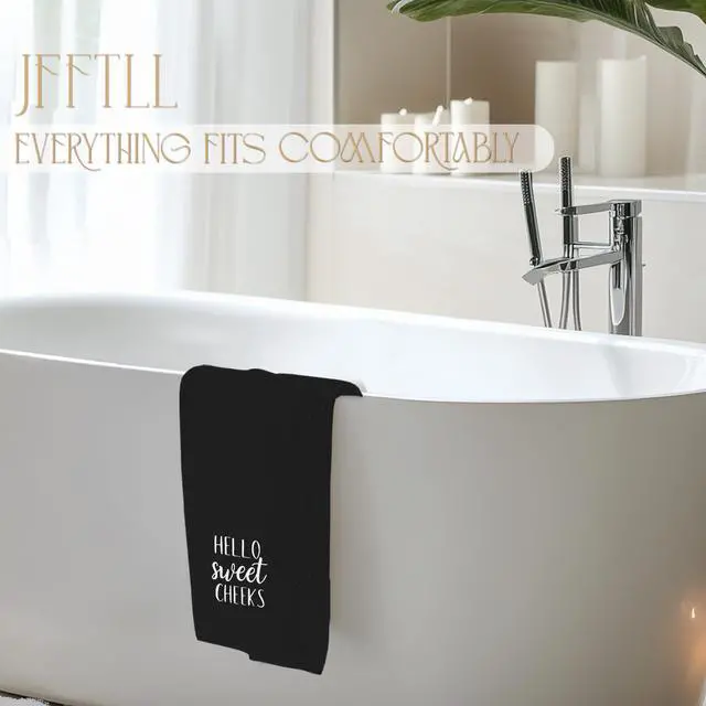 Alt view image 5 of 7 - Black Hello Sweet Cheeks Decorative Hand Towels for Bathroom 16x24 - Funny Bathroom Decor Hand Towels, Hello Sweet Cheeks Decor, Funny Gifts