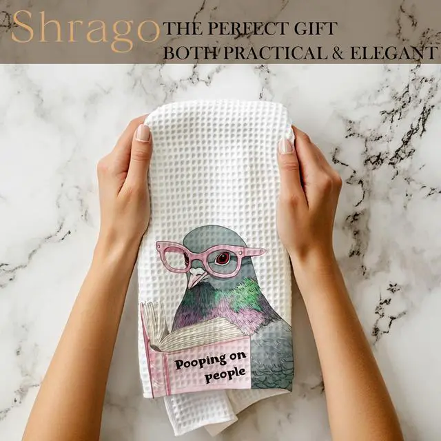Alt view image 7 of 7 - Funny Pigeon Bathroom Hand Towels, Funny Bathroom Decor, Pooping on People Humorous Bird Hand Towels for Toilet Guest Bath Washroom Decor, 16x24 Inch - White