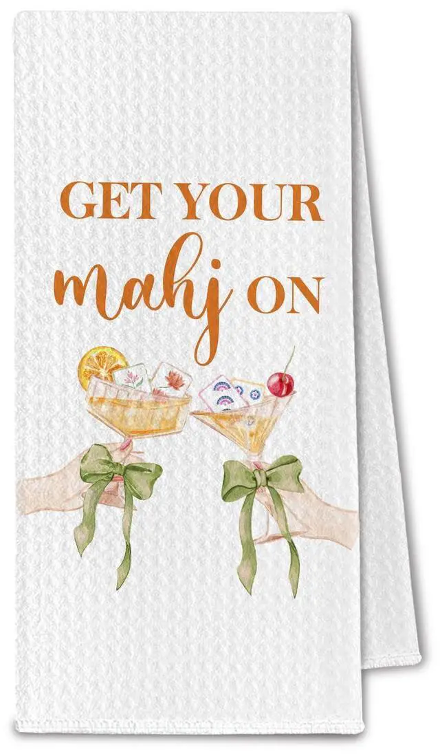 Main image of Mahjong Cocktail Kitchen Towels, mah Jong Decorative Bar Dish Tea Decorative Towels for Kitchen, Cocktail & Mahjong Gifts for Women Mah Jong Lovers, 16x24 Inch