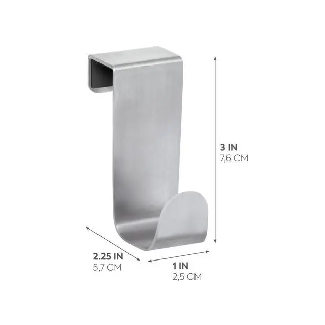 Alt view image 2 of 5 - Forma Brushed Stainless Steel Over-The-Cabinet Storage Hook - 1" x 2.25" x 3"