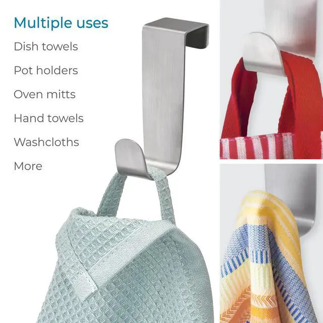 Alt view image 4 of 5 - Forma Brushed Stainless Steel Over-The-Cabinet Storage Hook - 1" x 2.25" x 3"