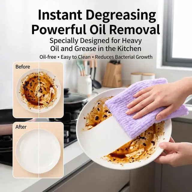Alt view image 5 of 7 - 20 PCS Tearable Antibacterial Cleaning Cloths, Washable Microfiber Towel | 10A-Grade Reusable Wet/Dry Lint-Free Rags, Streak-Free Scrubbing Towels for Kitchen, Car, Glass & Electronics