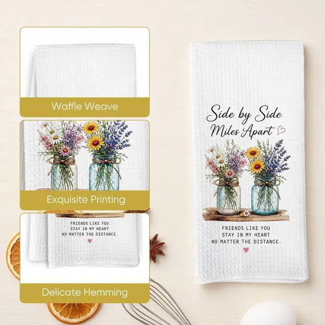 Alt view image 3 of 7 - Friendship Gifts For Women, Floral Kitchen Hand Towel Gift For Friend Woman | Birthday Gifts For Women Friendship Fun Kitchen Towels Polyester 16x24in