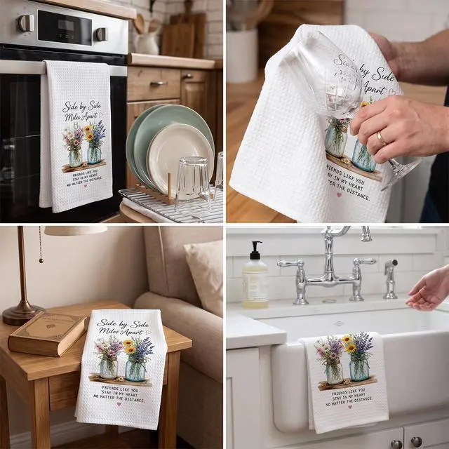 Alt view image 6 of 7 - Friendship Gifts For Women, Floral Kitchen Hand Towel Gift For Friend Woman | Birthday Gifts For Women Friendship Fun Kitchen Towels Polyester 16x24in